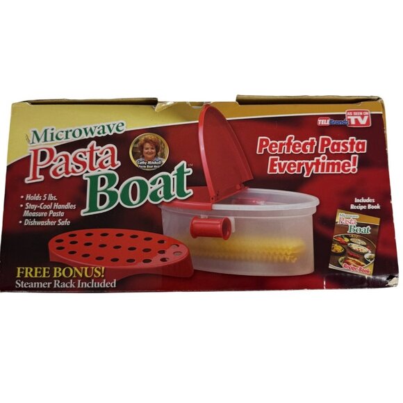 As Seen On TV Microwave Pasta Boat Strainer Vegetable Steamer Lid Rack Cook Kitc - Picture 5 of 13